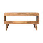 Oak-Tone Bench with Tan Leather Seatpad
