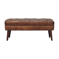 Harbour Brown Leather Bench