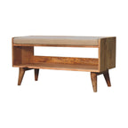 Oak-Tone Nordic Storage Bench with Mud Linen