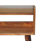 Oak-Tone Nordic Storage Bench with Mud Linen