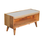 Oak-Tone Nordic Storage Bench with Mud Linen