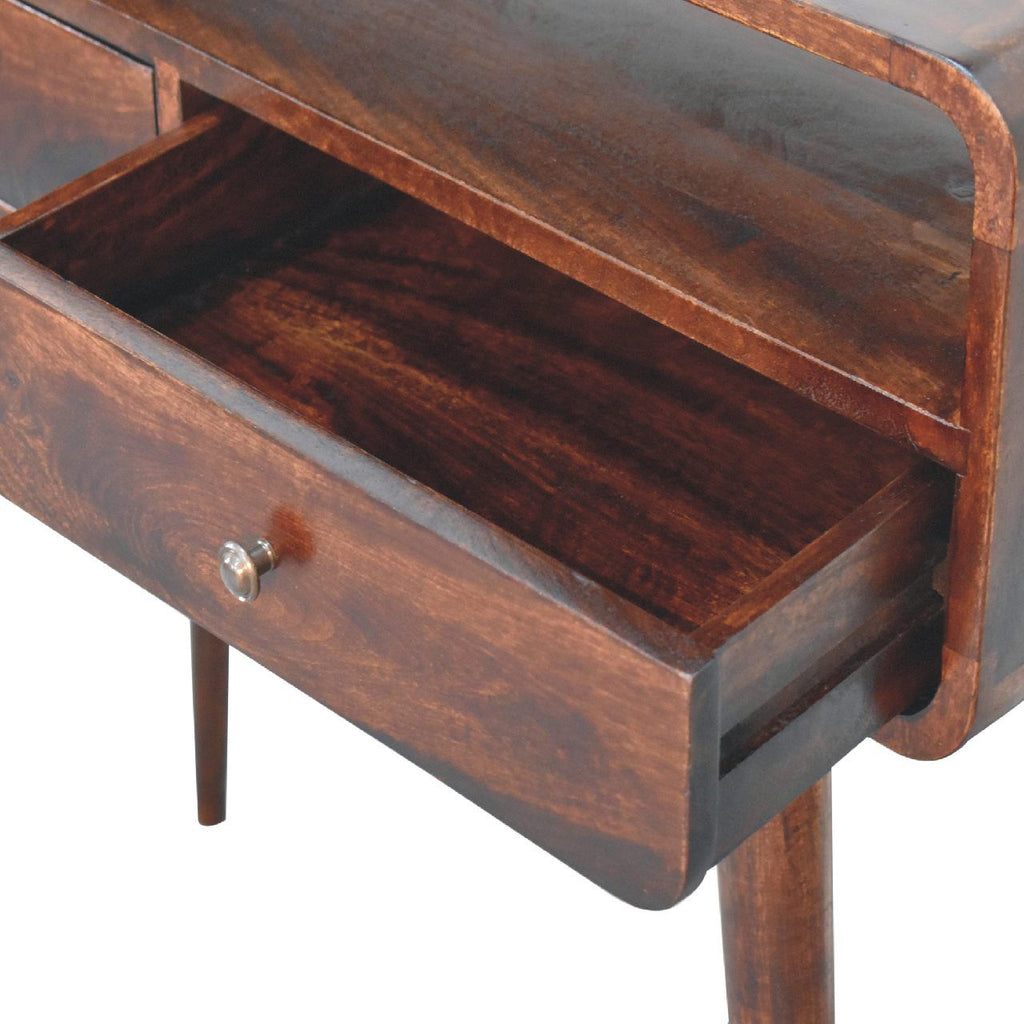 Curved Walnut Console Table
