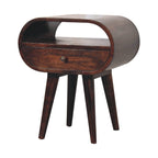 Walnut Circular Bedside with Open Slot