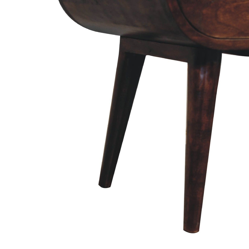 Walnut Circular Bedside with Open Slot