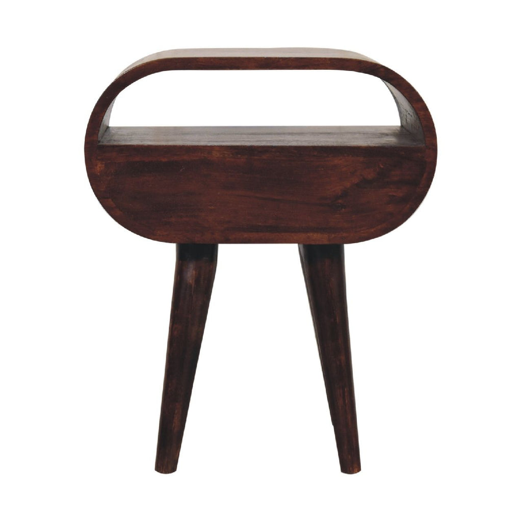 Walnut Circular Bedside with Open Slot