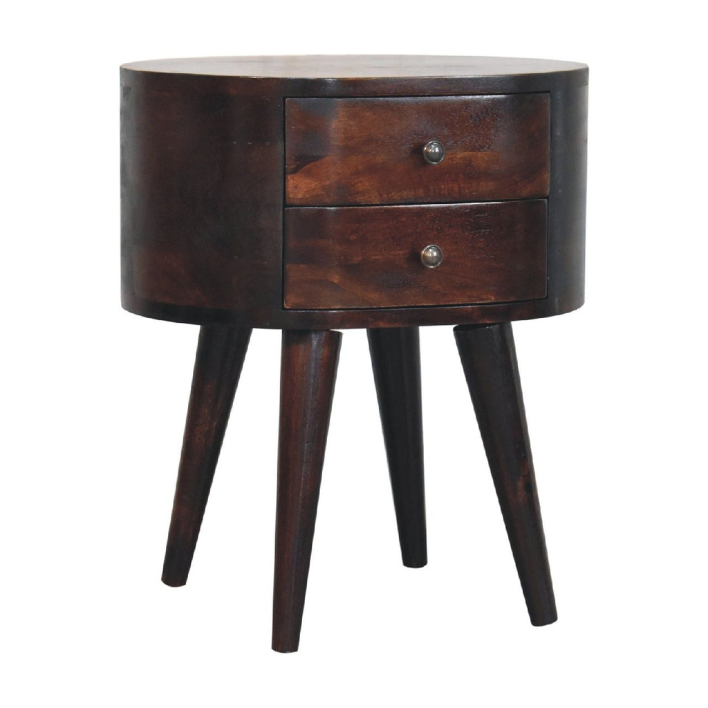 Walnut Rounded Bedside Table