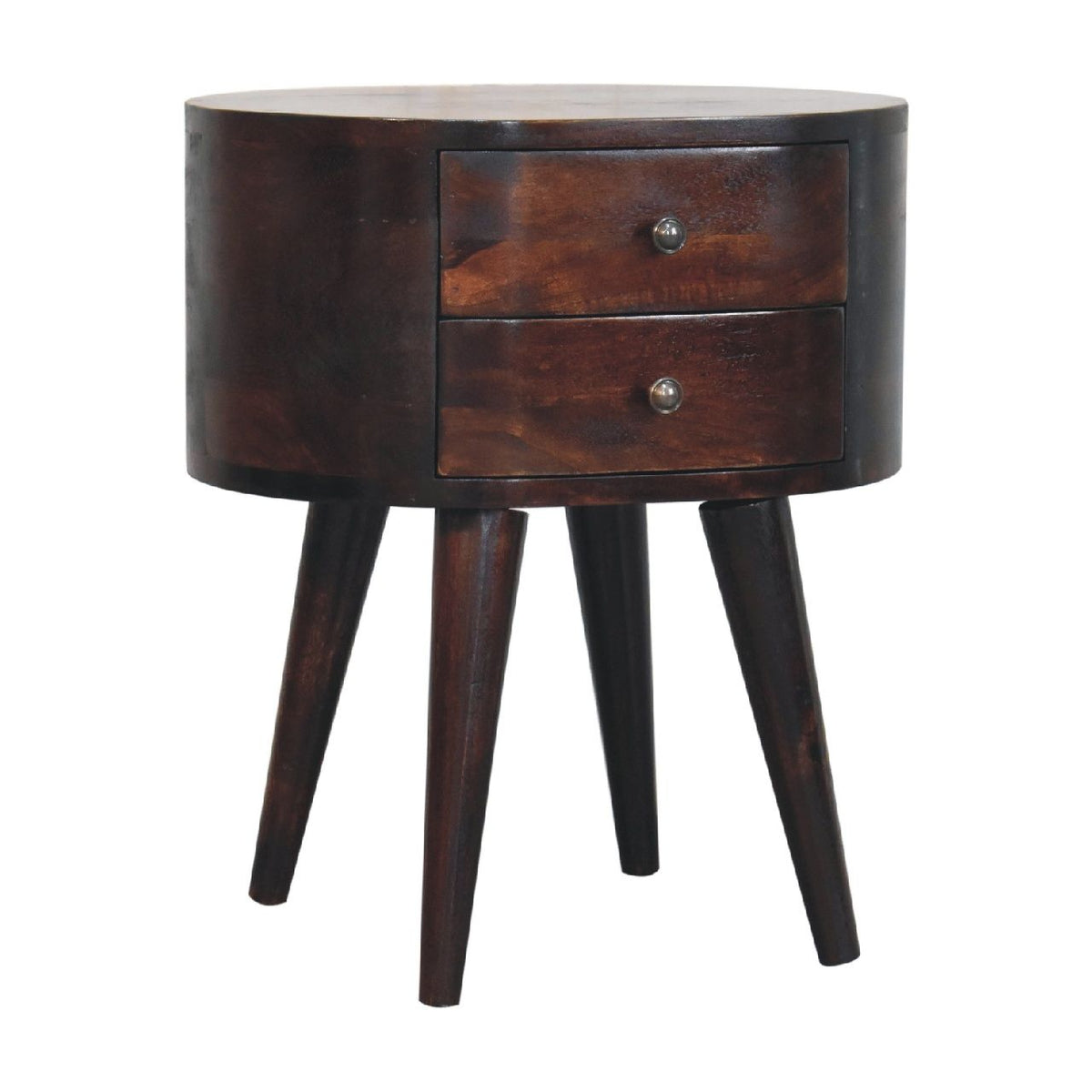 Walnut Rounded Bedside Table