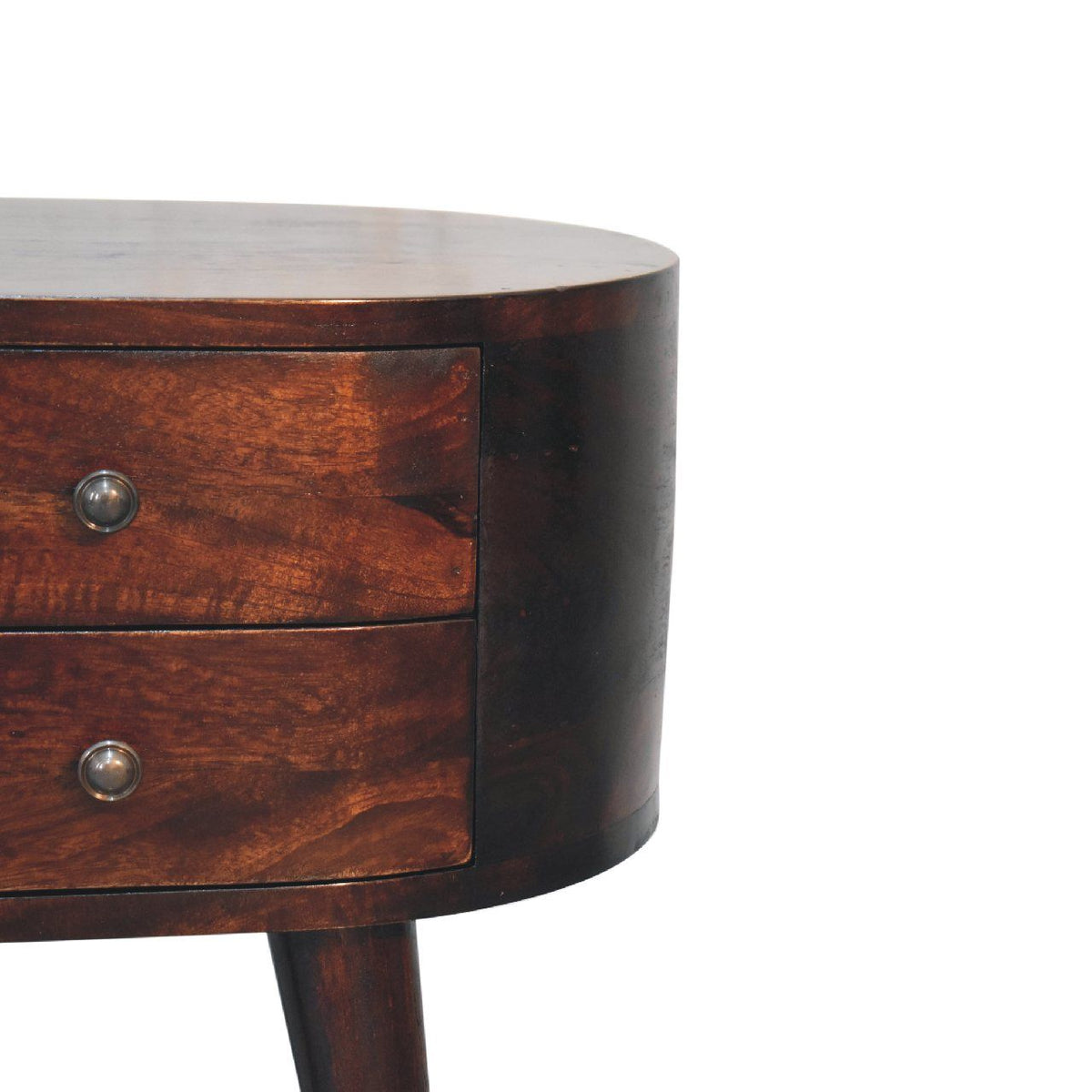 Walnut Rounded Bedside Table