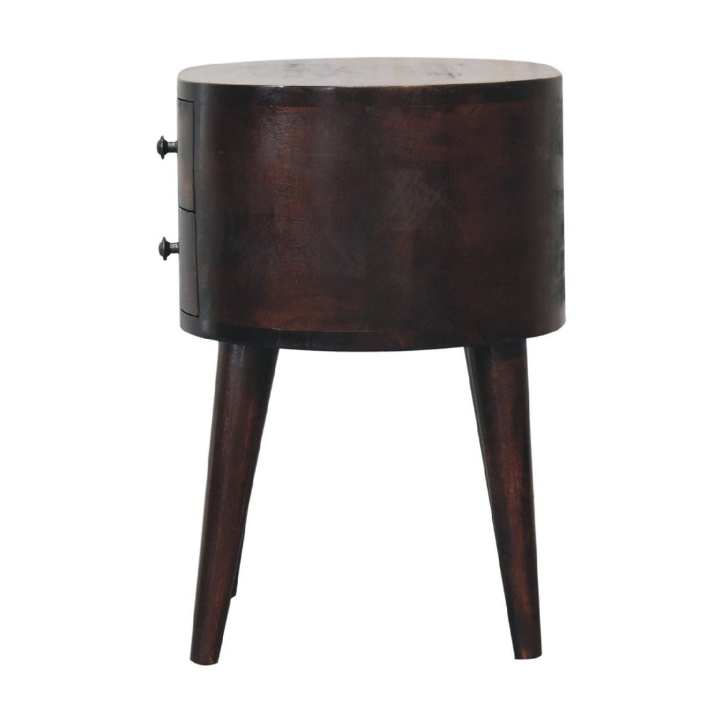 Walnut Rounded Bedside Table