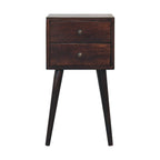 Mini 2 Drawer Walnut Bedside