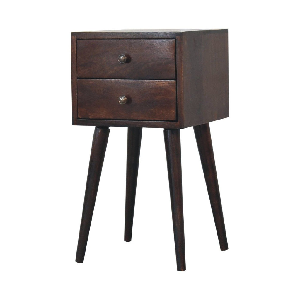 Mini 2 Drawer Walnut Bedside