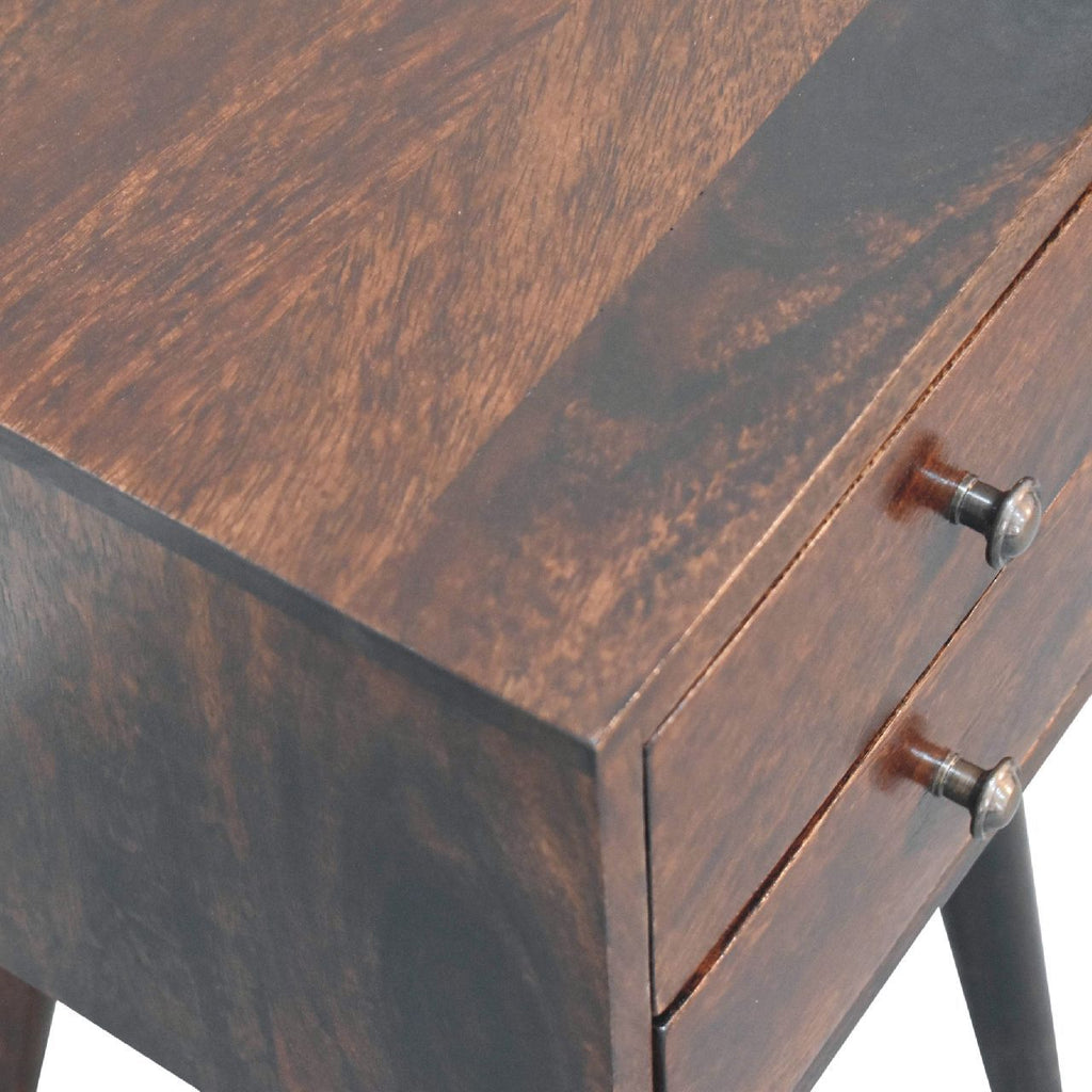 Mini 2 Drawer Walnut Bedside