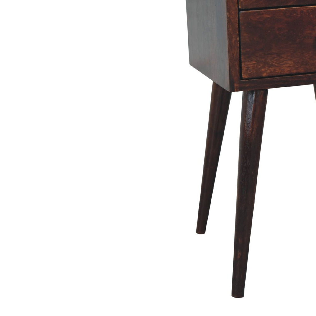 Mini 2 Drawer Walnut Bedside