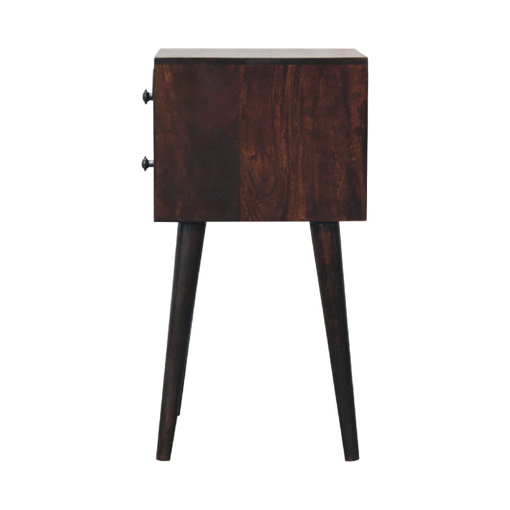 Mini 2 Drawer Walnut Bedside