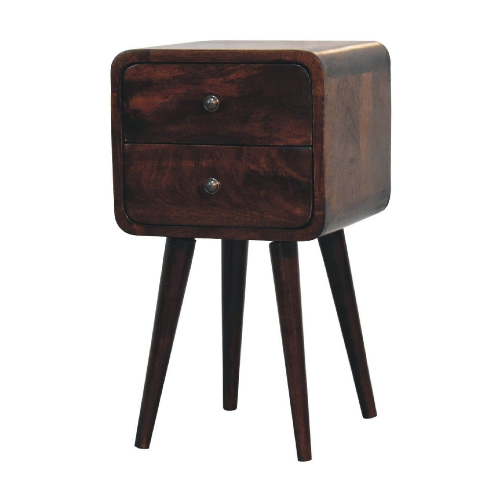 Mini Walnut Curved Bedside