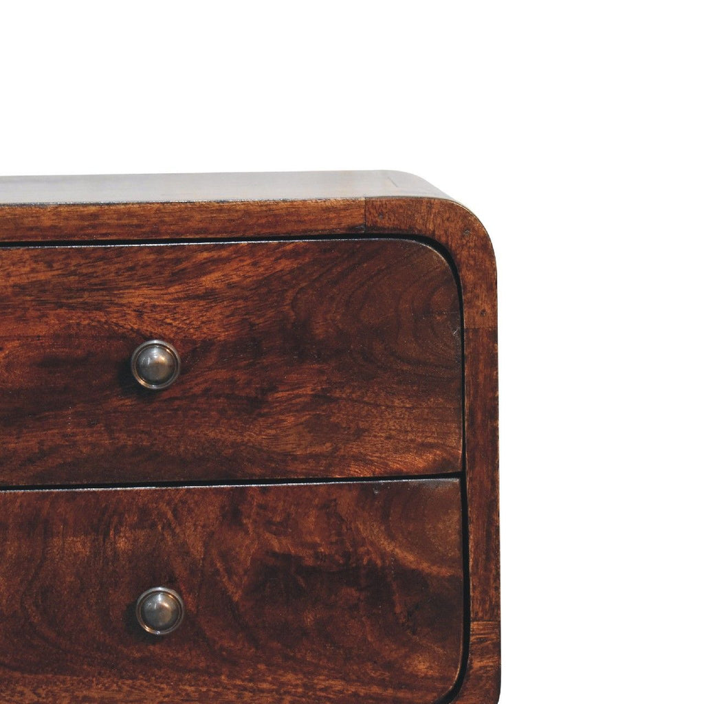 Mini Walnut Curved Bedside