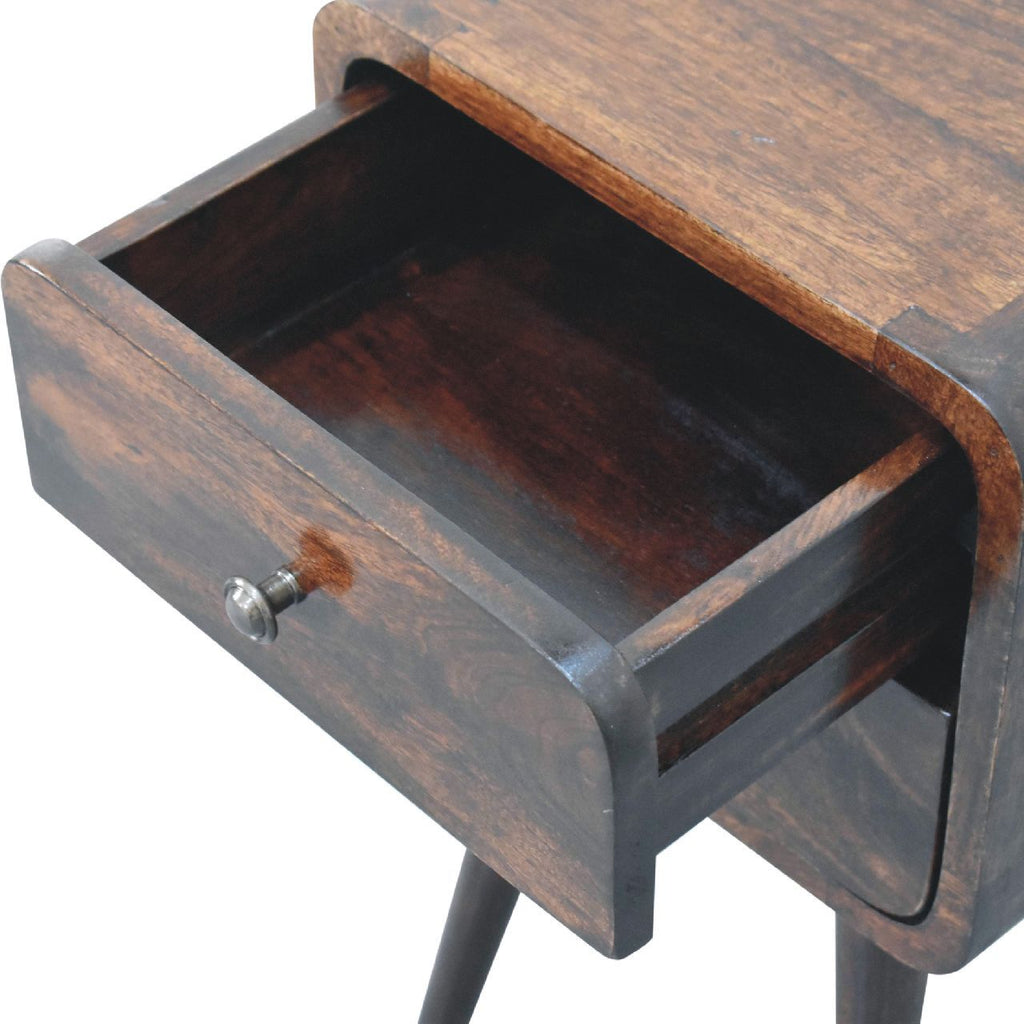 Mini Walnut Curved Bedside