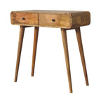 Oak-Tone Curved Hallway Table
