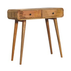 Oak-Tone Curved Hallway Table