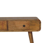 Oak-Tone Curved Hallway Table