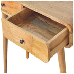 Oak-Tone Curved Hallway Table