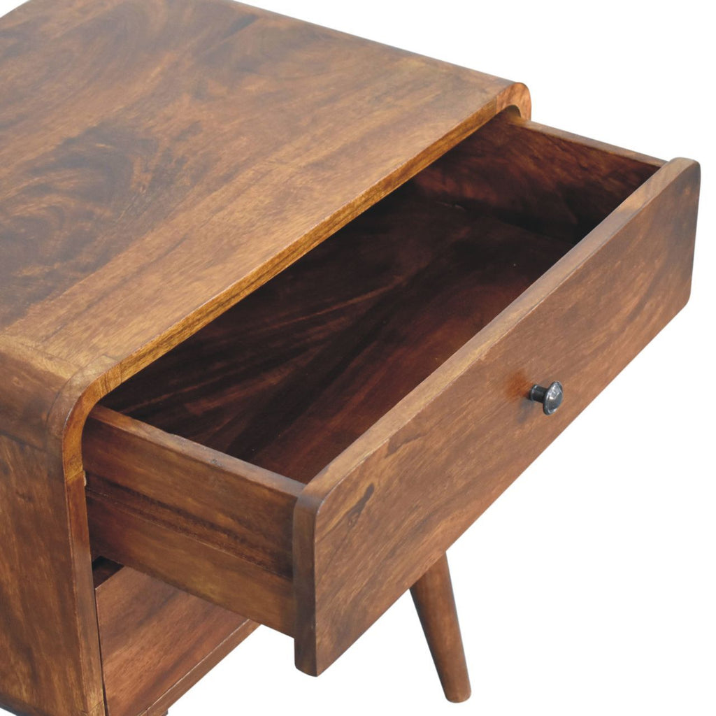 Large Curved Chestnut Bedside
