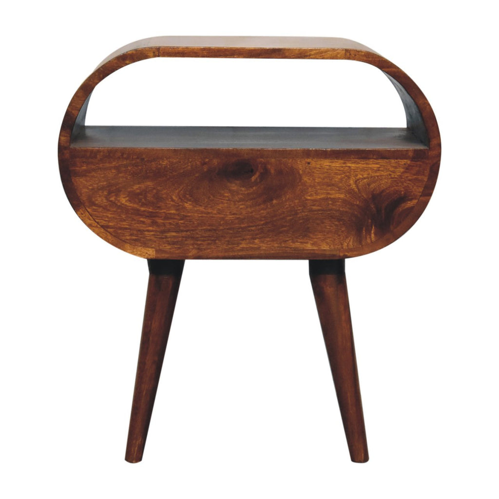 Large Chestnut Circular Open Bedside