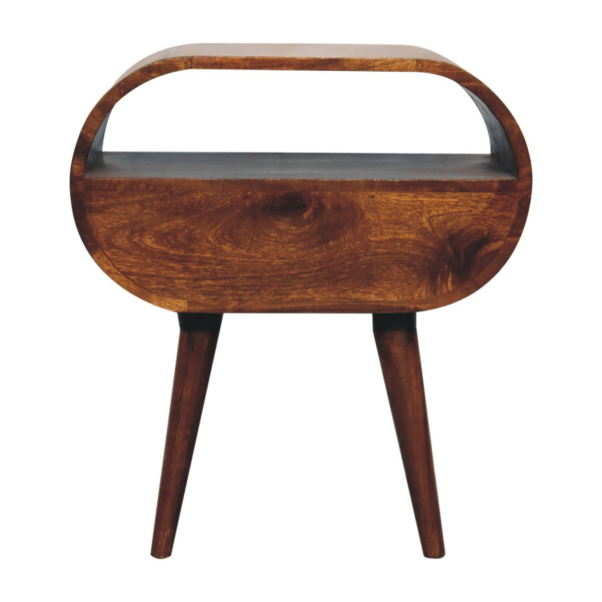 Large Chestnut Circular Open Bedside