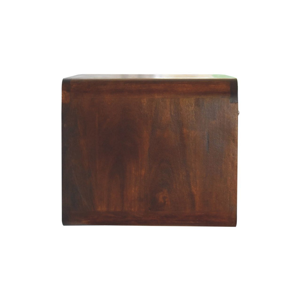 Large Chestnut Curve Floating Bedside