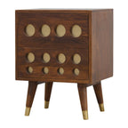 Chestnut Brass Cut-Out Bedside