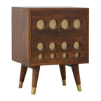 Chestnut Brass Cut-Out Bedside