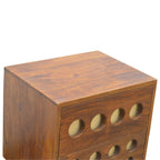 Chestnut Brass Cut-Out Bedside