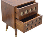Chestnut Brass Cut-Out Bedside