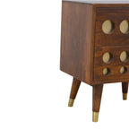 Chestnut Brass Cut-Out Bedside
