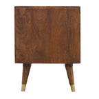 Chestnut Brass Cut-Out Bedside