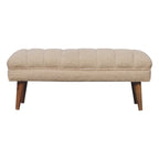 Cream Bouclé Puffer Bench