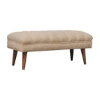 Cream Bouclé Puffer Bench