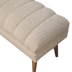 Cream Bouclé Puffer Bench