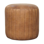 Buffalo Leather Bouclé Footstool