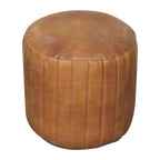 Buffalo Leather Bouclé Footstool