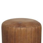 Buffalo Leather Bouclé Footstool