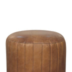 Buffalo Leather Bouclé Footstool