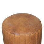 Buffalo Leather Bouclé Footstool