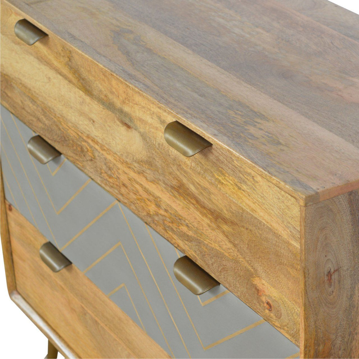 Sleek Cement Brass Inlay Chest