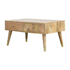 Oak-Tone Gold Inlay Coffee Table