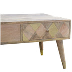 Oak-Tone Gold Inlay Coffee Table