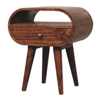 Honey Caramel Circular Bedside with Open Slot