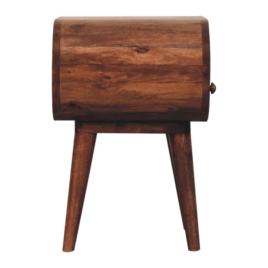 Honey Caramel Circular Bedside with Open Slot