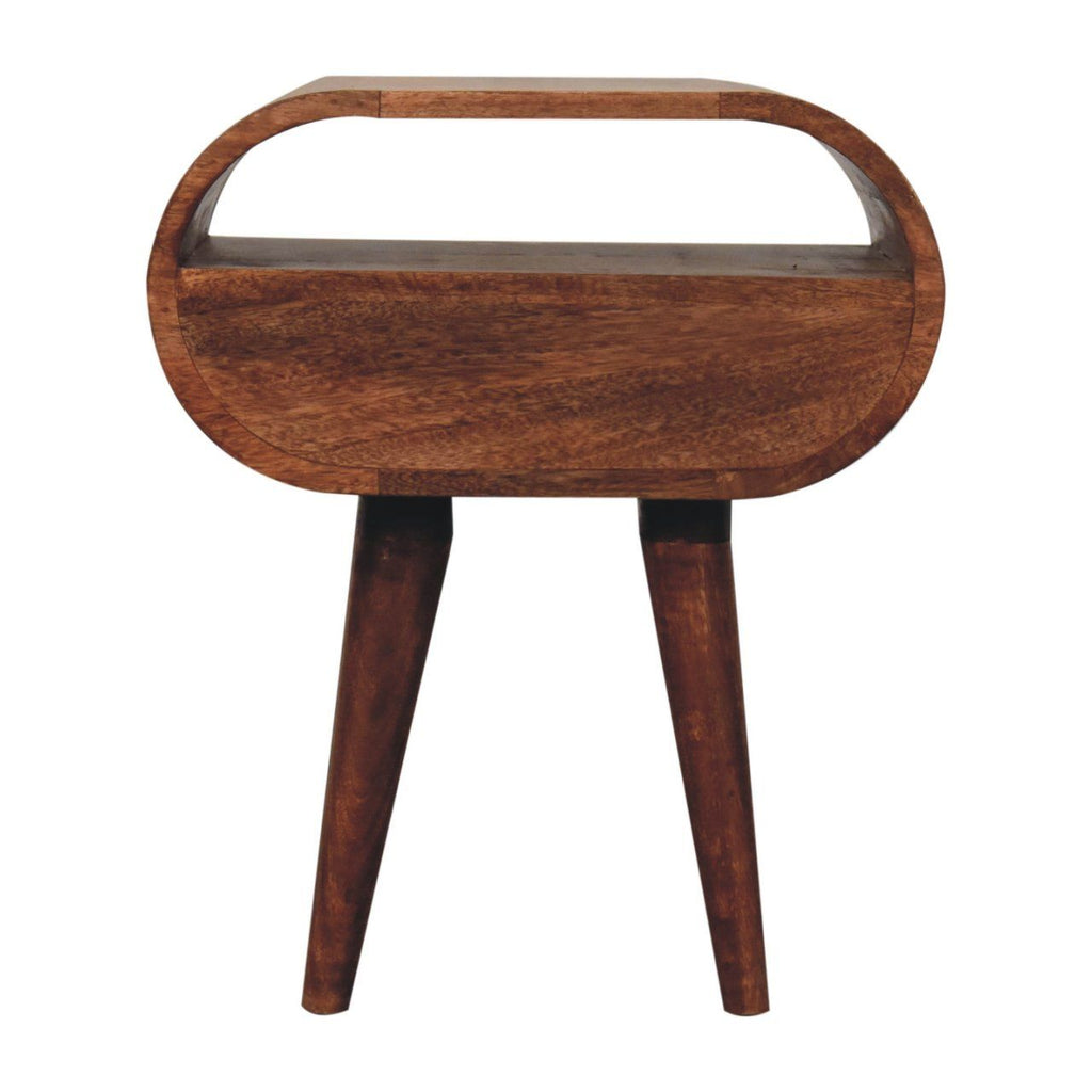 Honey Caramel Circular Bedside with Open Slot