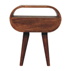 Honey Caramel Circular Bedside with Open Slot